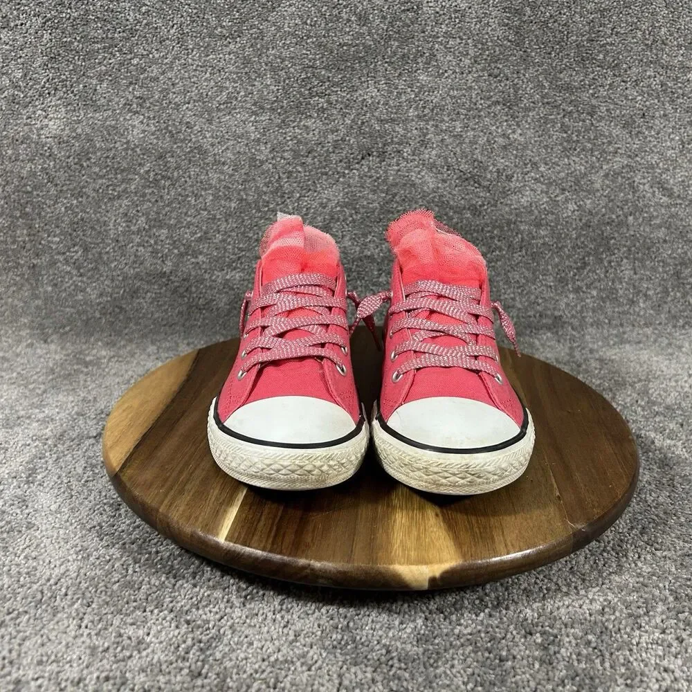 Converse All Star 640511F Junior Size 6 Hot Pink Tulle Double Tongue Shoes Used